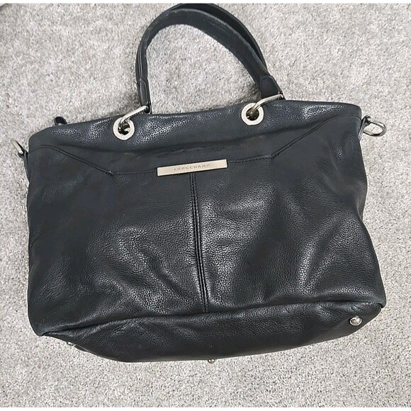 Longchamp Pebbled Genuine Leather Tote Shoulder Handbag Black - Picture 8 of 16